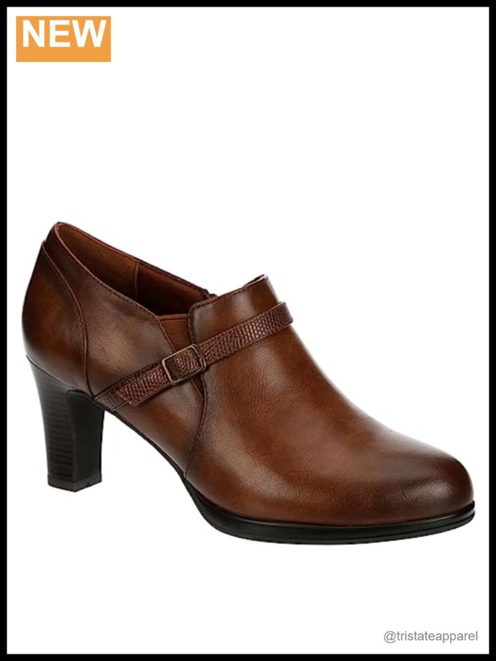 Low Cut Faux Leather Heeled Ankle Bootie with Snakeskin Buckle